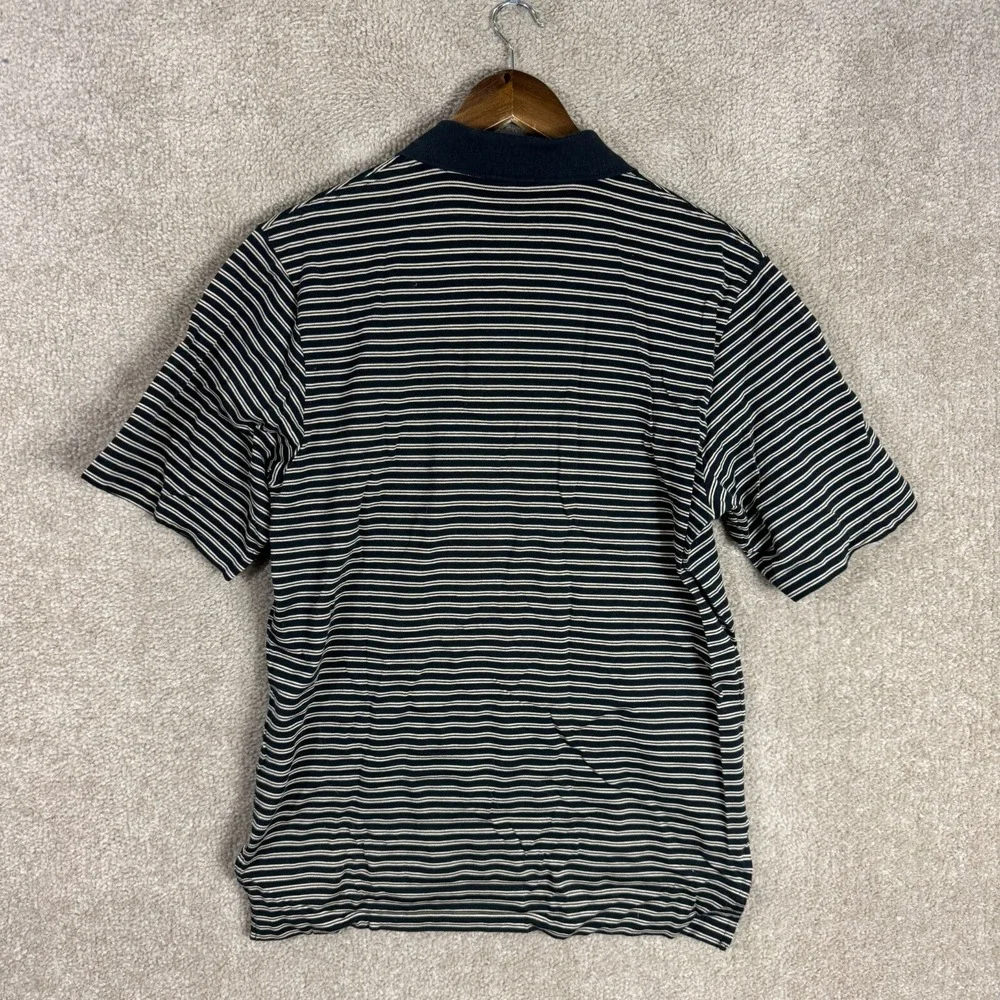 Polo Ralph Lauren Golf Shirt Mens Size Small Black/Tan Striped Pima Cotton Rugby